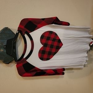 Ladies Buffalo plaid heart shirt